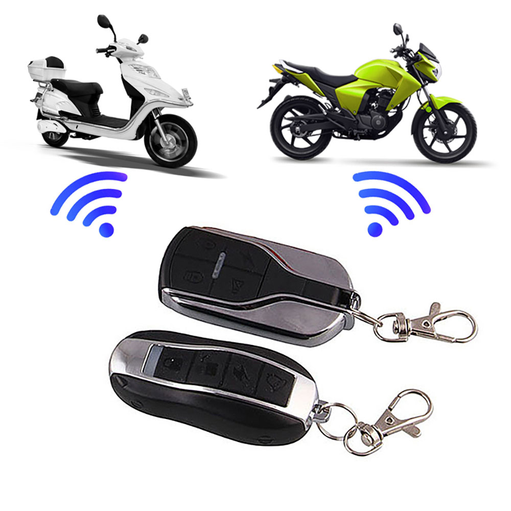 Alarm til motorcykel, scooter, knallert med fjernbetjent autostart, universal, tyverisikring, sikkerhedssystem