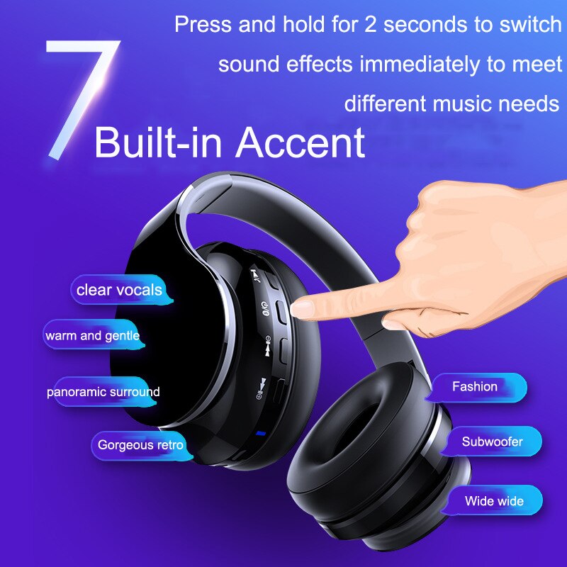 Stereo oortelefoon bluetooth ruisonderdrukking grote koptelefoon draadloze gamer koptelefoon opvouwbare headset met microfoon sportmuziek oordopjes