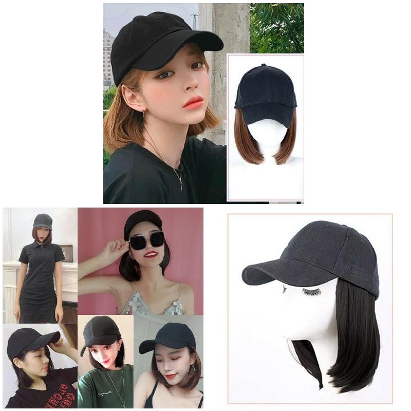 Cappello da Baseball di vendita caldo con parrucche per capelli corti Bob Hair cappello sintetico per donna estate