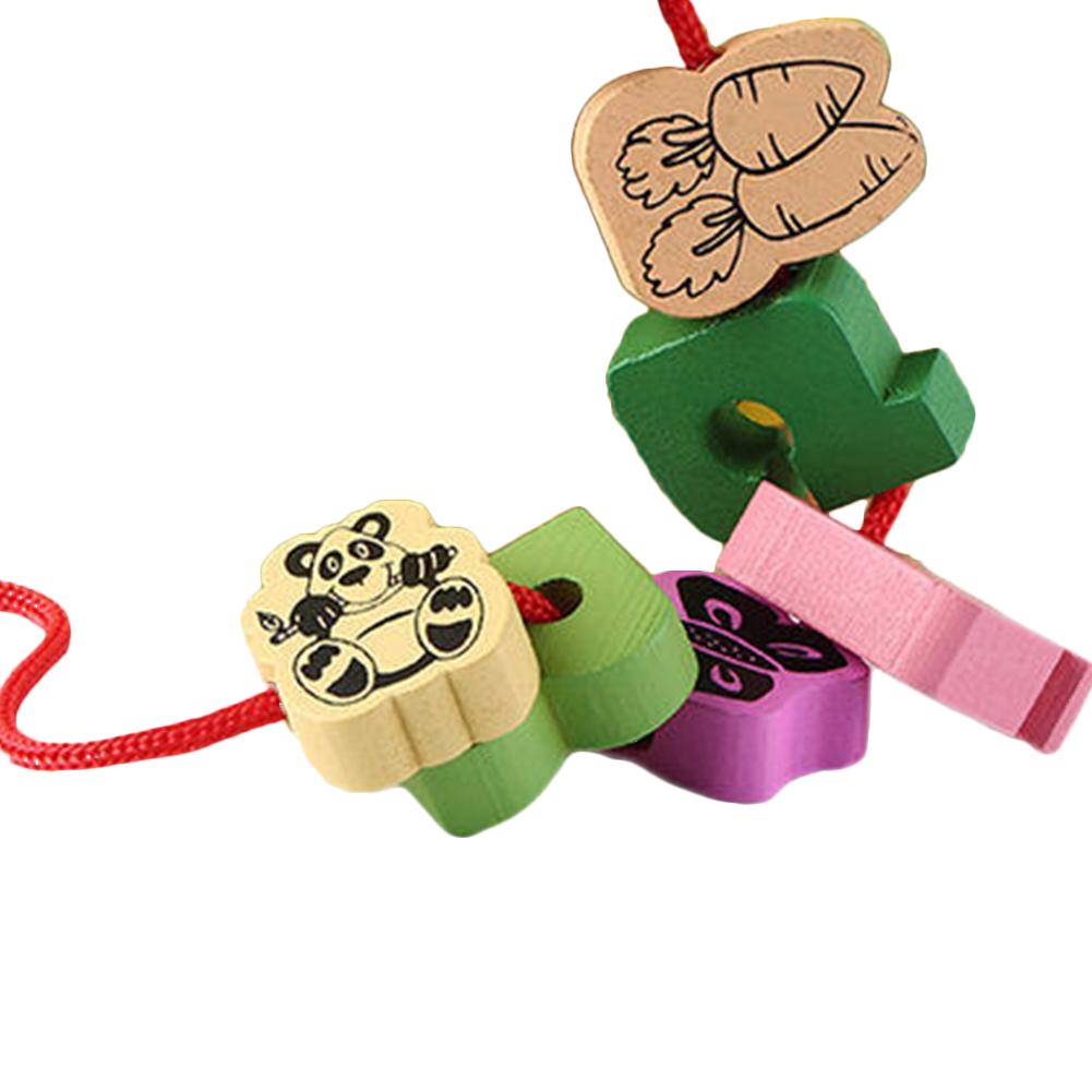 Jouets en bois pour bébés, 25 pièces, dessin animé, perles de laçage, jeu d'apprentissage, illumination éducative, pour enfants