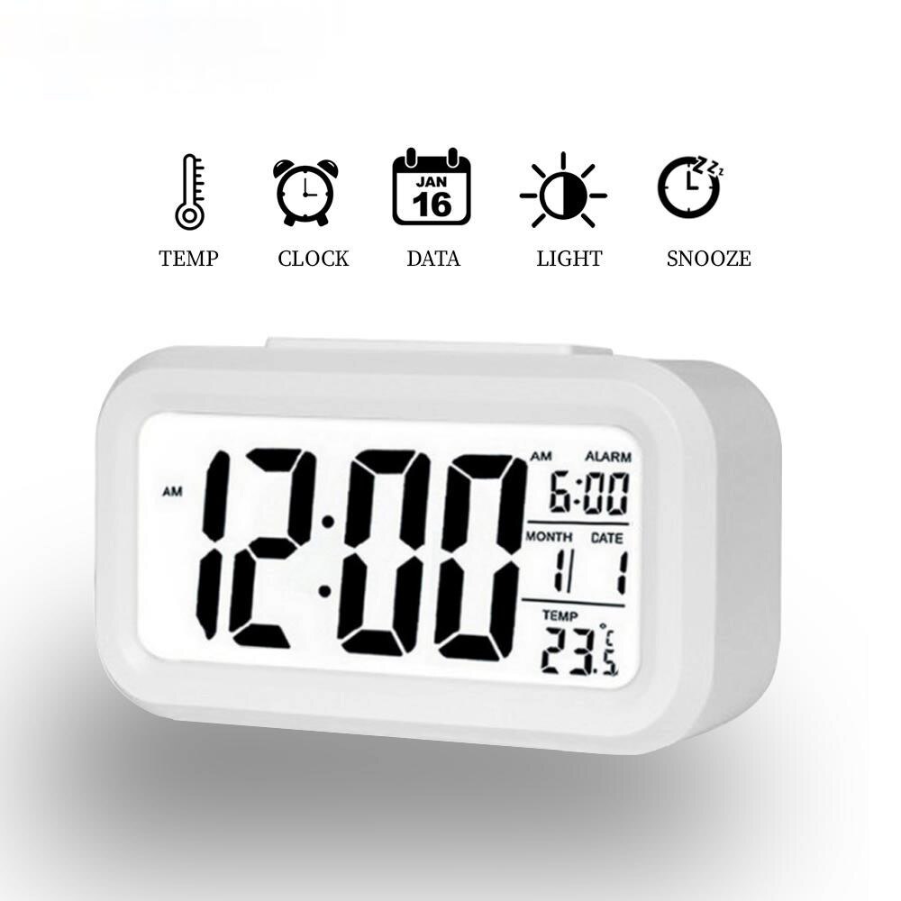 LED Digital Alarm Clock Electronic Digital Alarm Screen Desktop Clock For Home Office Backlight Snooze Data Calendar Desk Clocks