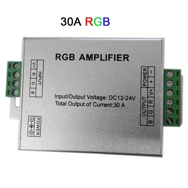 Aluminum 12A/15A/24A/30A Led Amplifier Power Signal Repeater Light Controller DC12V 24V For RGB/RGBW/RGB+CCT 5050 3528 Led Strip: 30A RGB