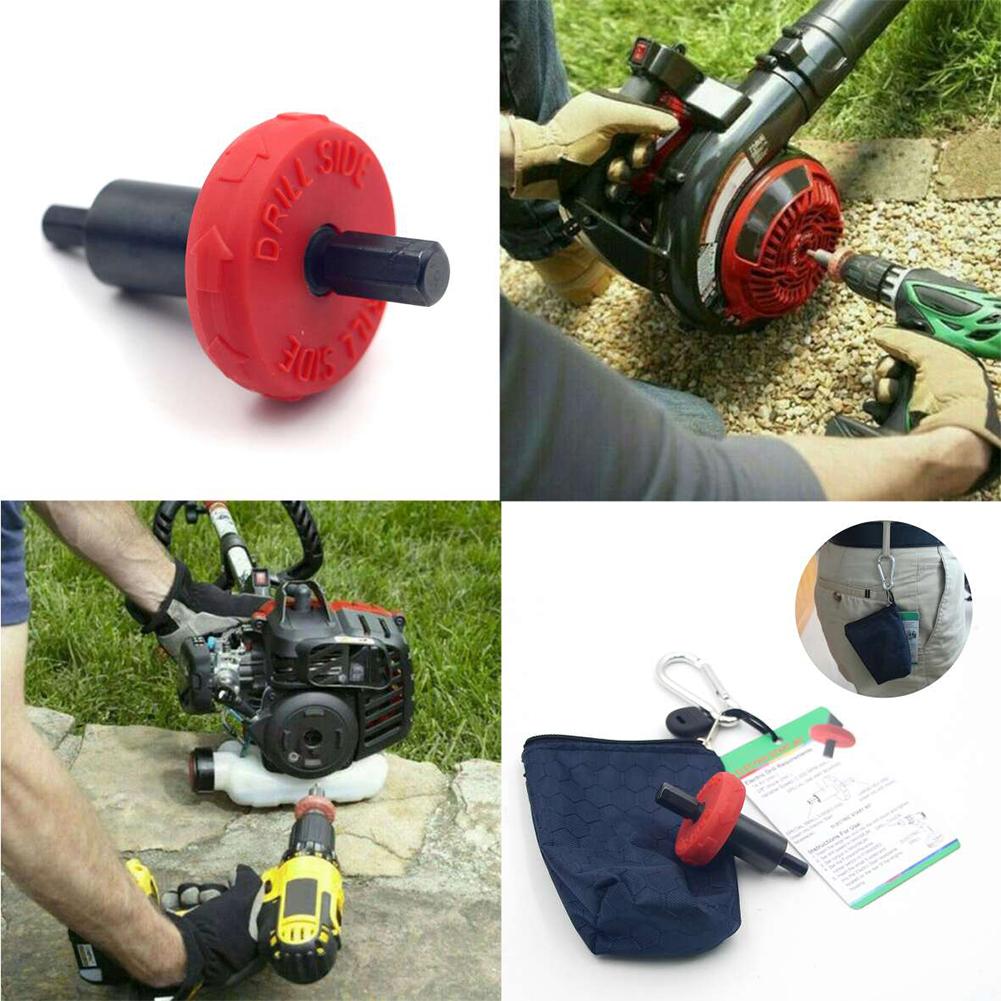 Electric Engine Start Drill Bit Adapter Starter Plug Button Durable For Garden Lawn Mower String Trimmer Start Drill With Bag