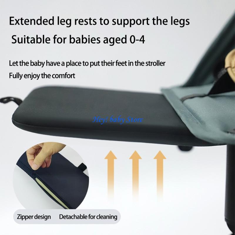 Q1fe breathable oxford fabric stroller leg rests/footrests/foot pads with secure straps and anti-slip panel for the