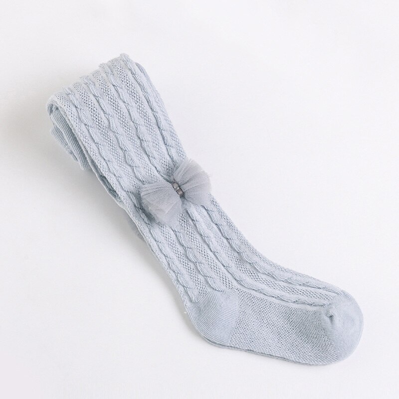 Summer Mesh Thin Baby Tights Lace Bow Princess Baby Girl Tights Pantyhose Soft Cotton Children Stockings Hosiery: Light Blue / 0-12M