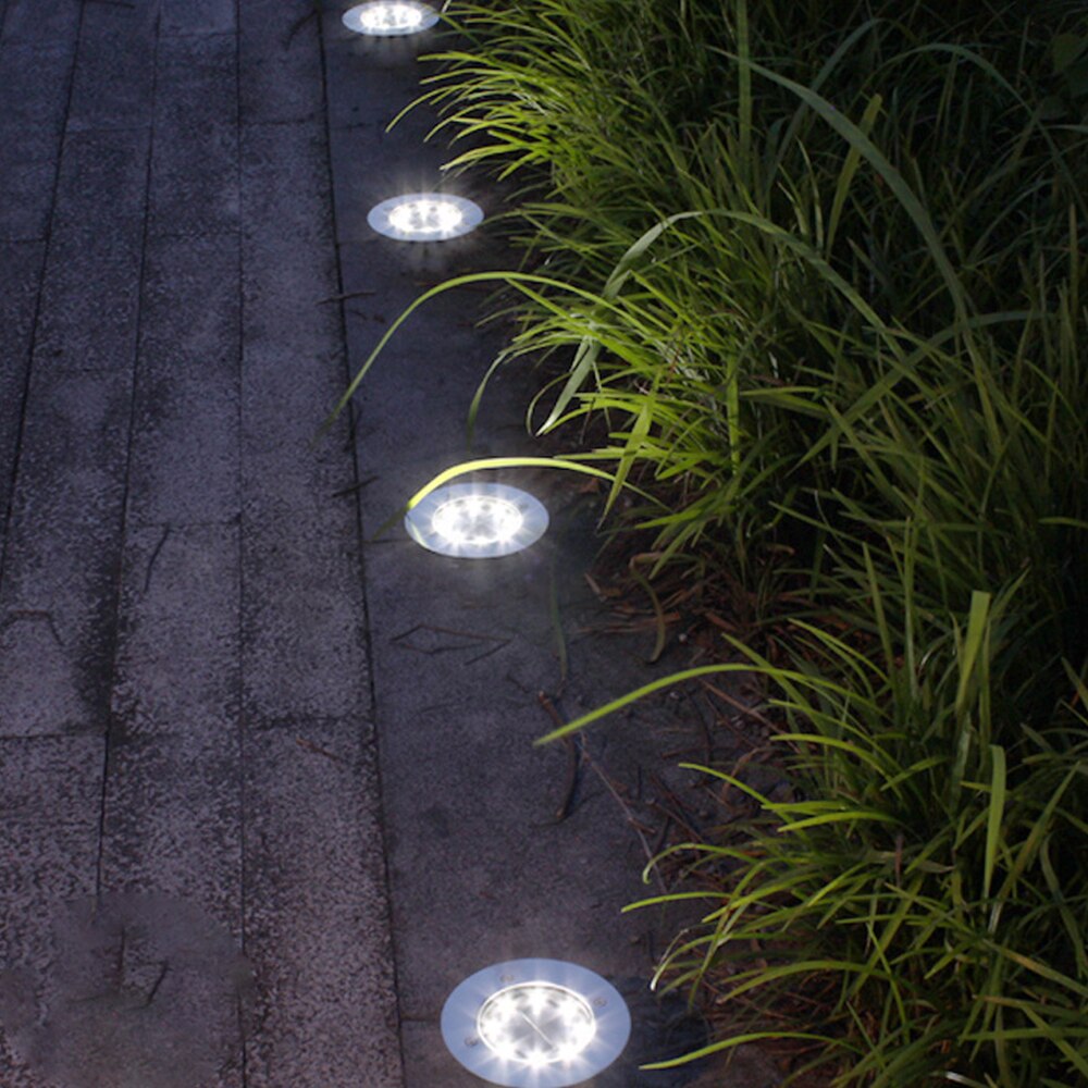 4PCS Solar Garden Lights LED Lamp Ground Yard Waterproof Light Underground Outdoor Landscape Lights Driveway Lawn Pathway: Cold White / 16 LED