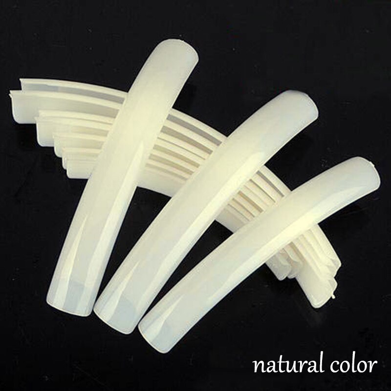 Lot de 50 faux ongles ronds et très longs en forme de rectangle pour nail art 3d et gel uv, 3 couleurs au choix, longueur  : 6.7cm - 9cm