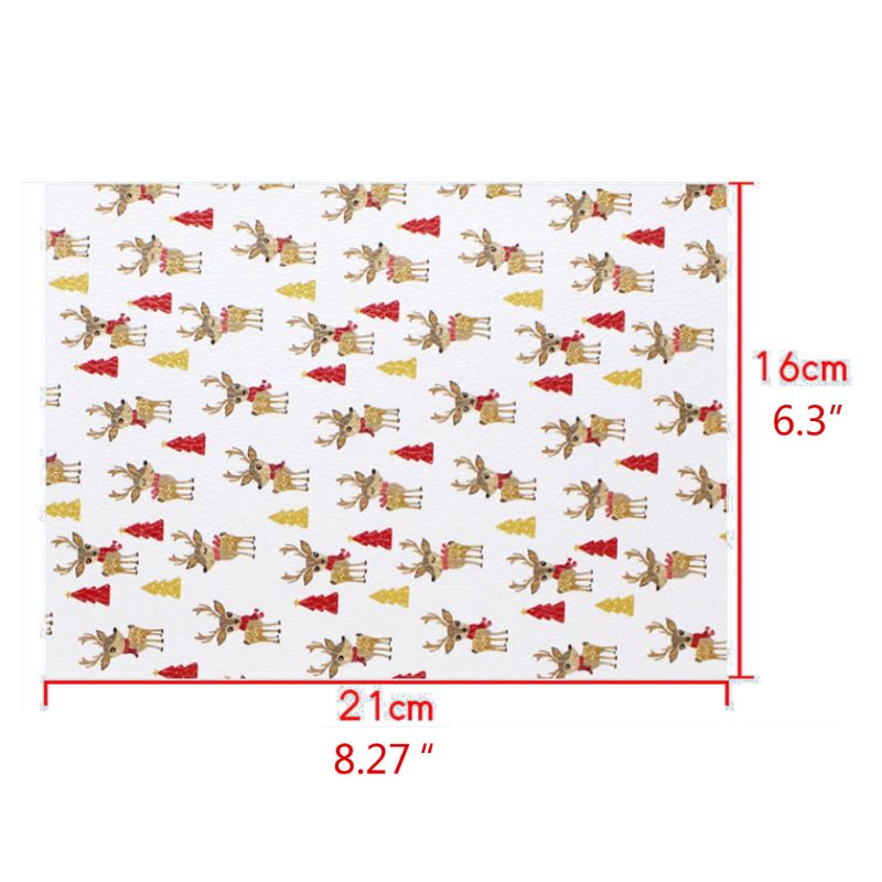 12Pcs Diy Kerst Thema Gedrukt Diy Pu Synthetisch Leer Vel Voor Oorbellen Haarelastiekjes En Craft Maken 8.2X6.3 In