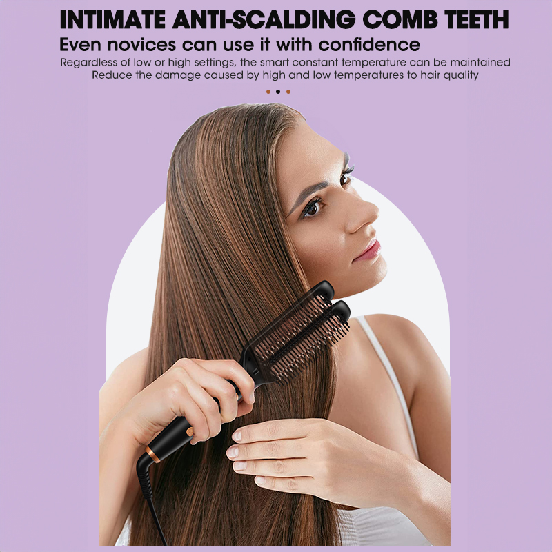 Cepillo alisador de pelo eléctrico Anti Frizz con pantalla Digital Lcd placa calefactora doble peine alisador de pelo de calentamiento rápido