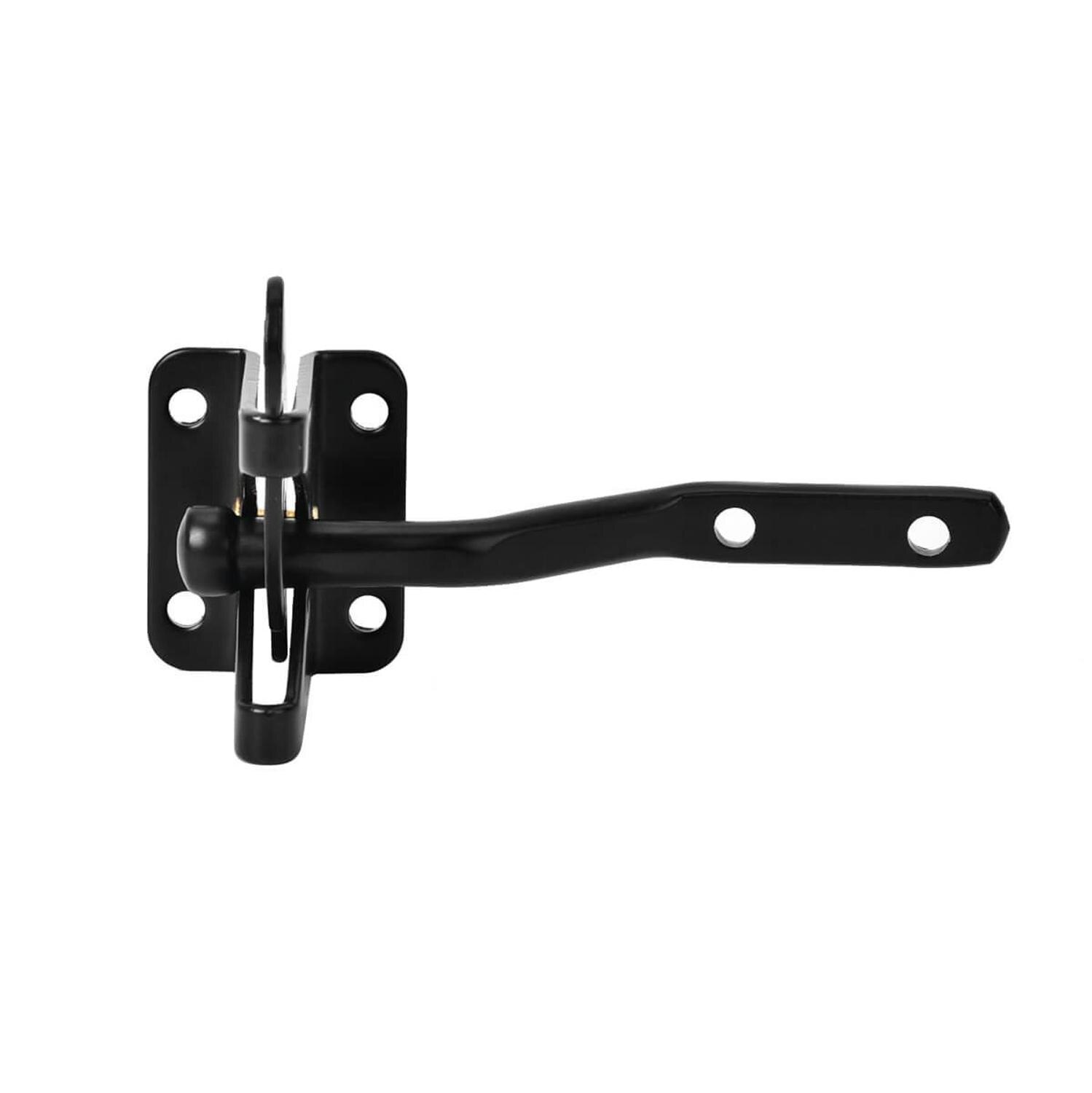 Gate Latch - Post Mount Automatic Gravity Lever Wood Fence Gate Latches with Fasteners/4.7 Inch Black Finish Steel Gate Latch to