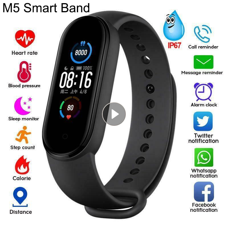 M5 Smart Watches Smart Band Sport Fitness Tracker Pedometer Heart Rate Blood Pressure Monitor Connection Bracelet Men Women M5