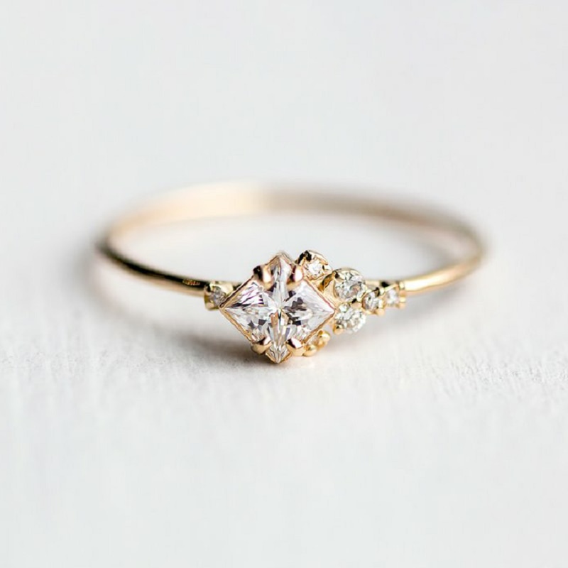 Chique schattige dame afslankende ster zirkoon ring trouwsieraden