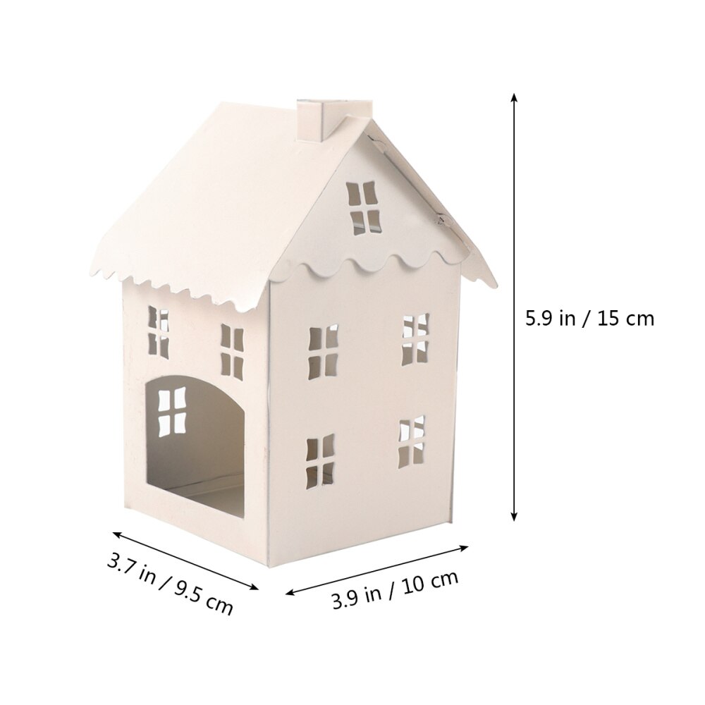 Candlestick White Iron House Shaped Lantern Crafts for Living Room Home Wedding