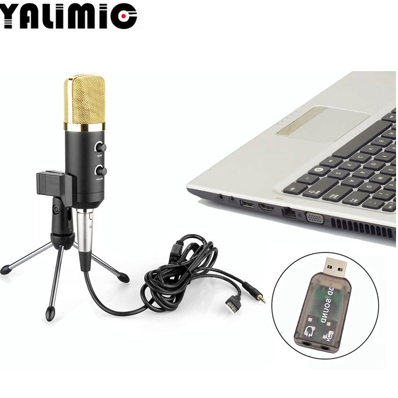 MK-F100TL micrófono con cable micrófono condensador USB grabación de sonido micrófono con soporte para chatear Karaoke Laptop Skype