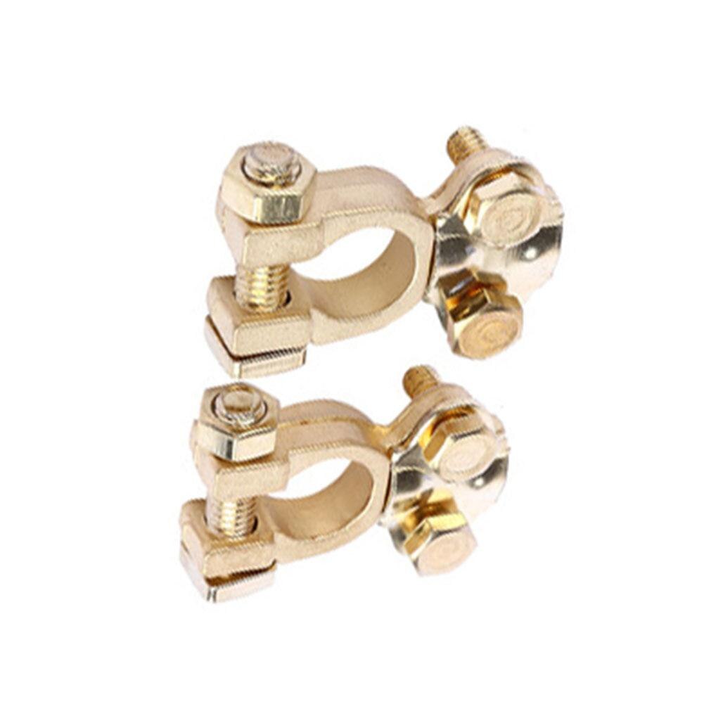 Car Battery Terminals Clamps Pair Screw Connection Positive Negative Brass
