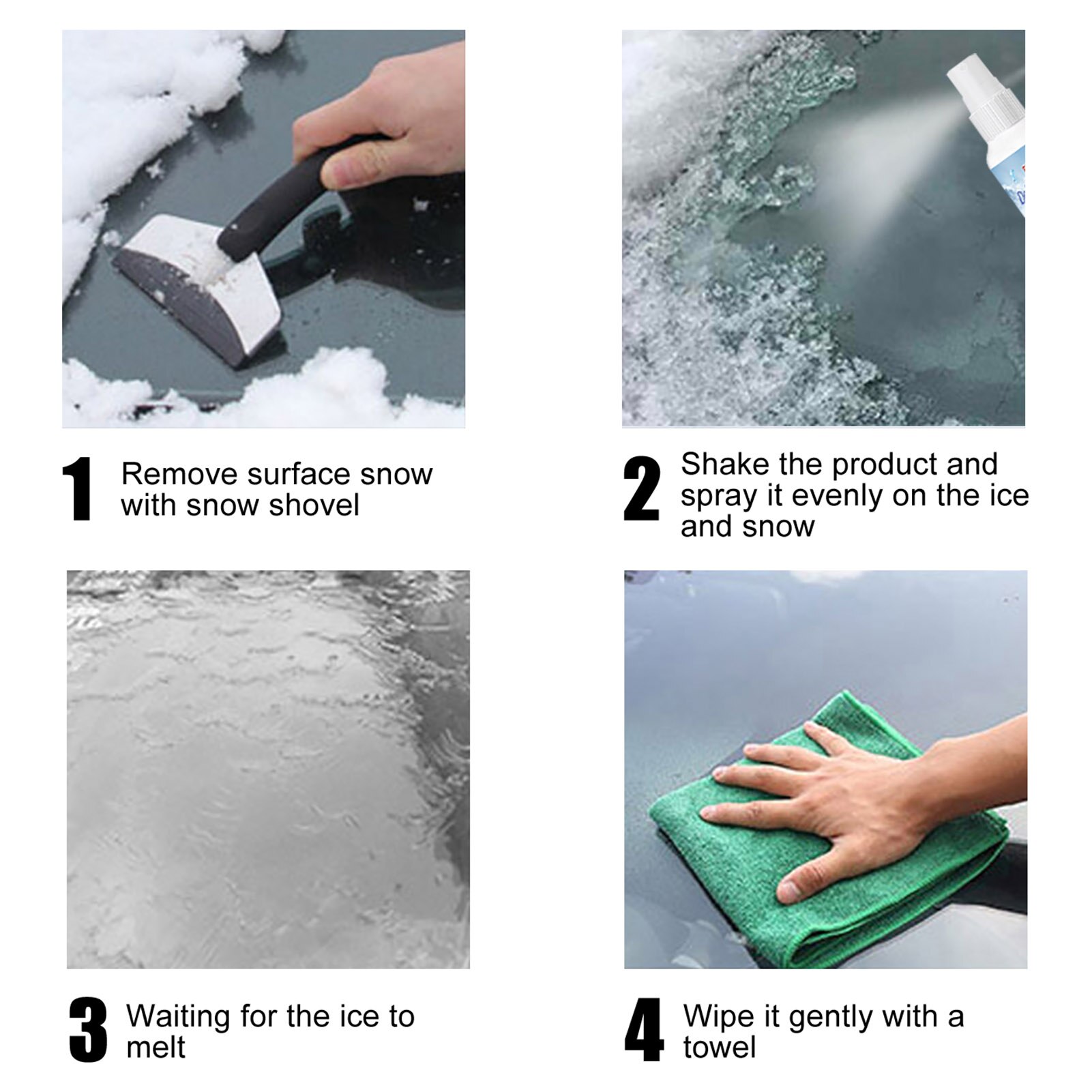 Parabrisas para automóvil, agente de fusión de nieve de Fusión Rápida, antihielo, Spray de eliminación de nieve eficaz, anticongelante, para invierno