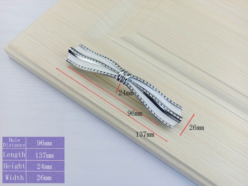 Simple Style Bowknot Handle Furniture Hardware Kitchen Cabinets Door Knobs Drawer Handle For Wardrobe Cupboard Dresser Pulls: Chrome-96mm A