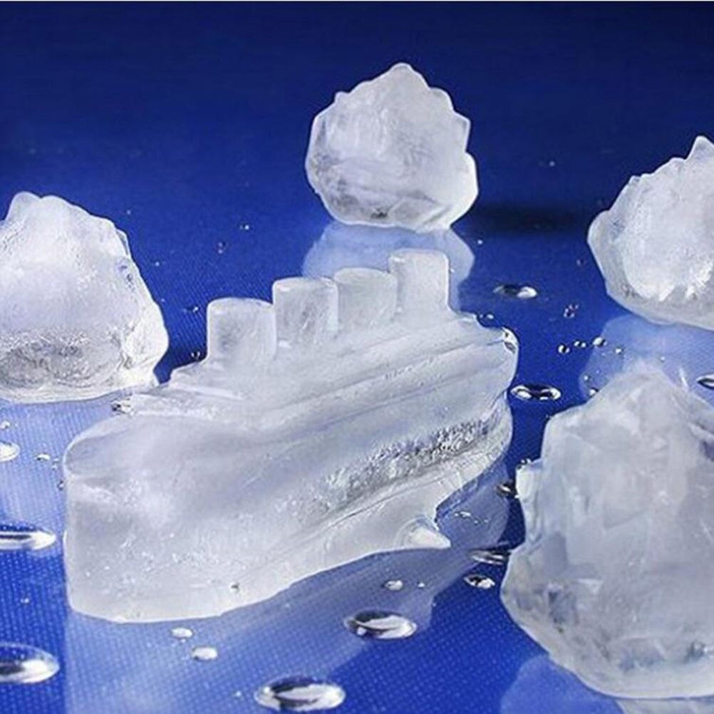 Silicone Titanic Shaped Ice Cube Mold Trays Ice Patterns Boat Iceberg Shape Carving Mold Mould Maker For Party Drink