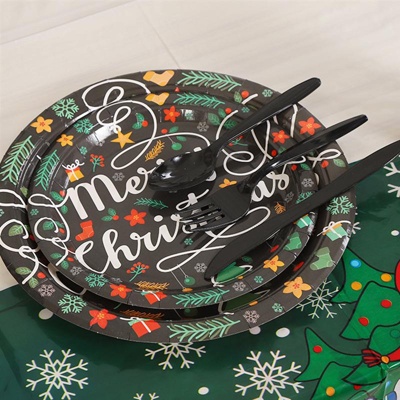 30pcs Disposable Food Plates Paper Meal Plate Fruit Dish for Christmas Party