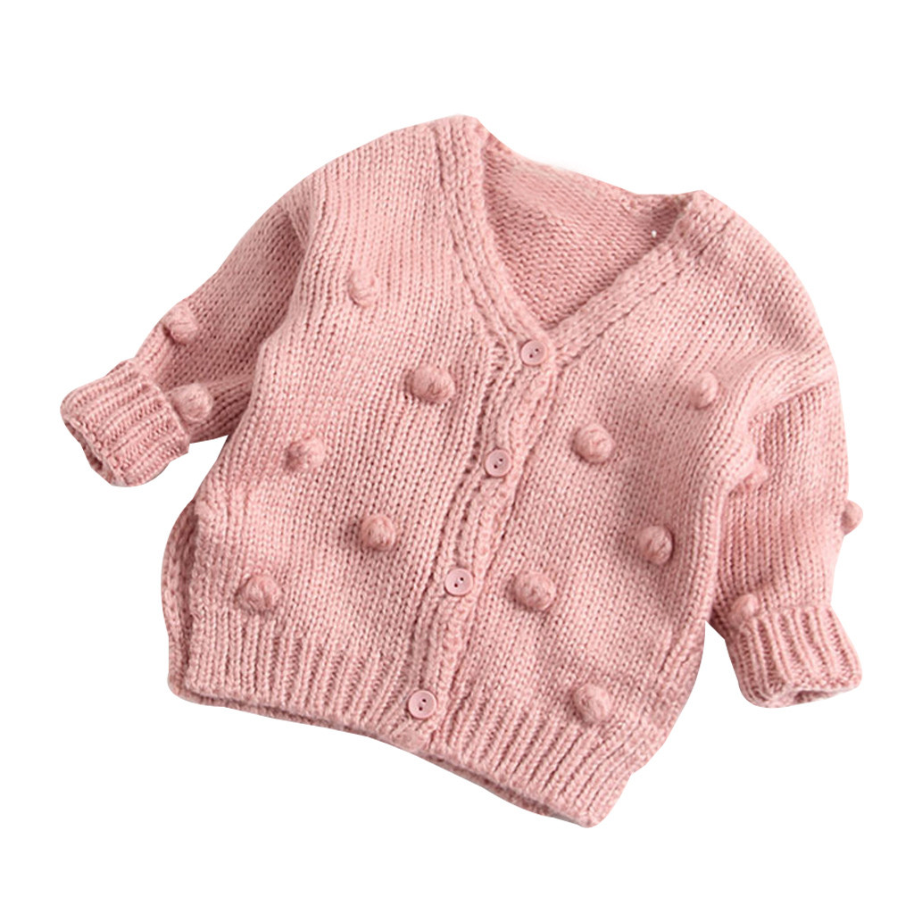 Cardigan à boutons tricotés à la main pour bébé fille, pull en coton, solide, à la , 3-24M, printemps automne 2022: Pink  / 18-24 M