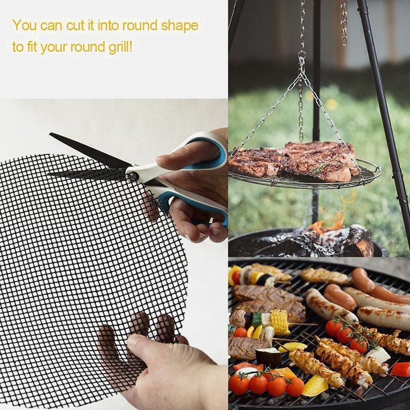 High Security Grid Shape BBQ Mat Heat Resistance Reusable Grill Mesh For Outdoor Activities BBQ Non-stick Barbecue Grilling Mats