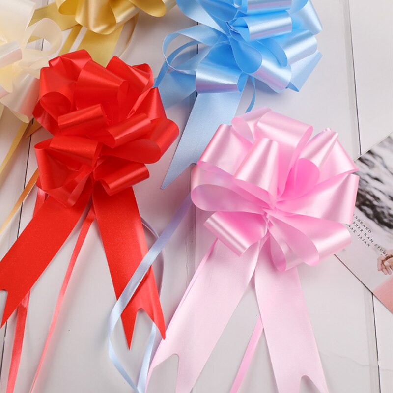 50pcs Pull Flowers Ribbons Decorations Wedding Birthday Party Wrapping Bowknots Large Ribbon Pull Flowers Party Supplies