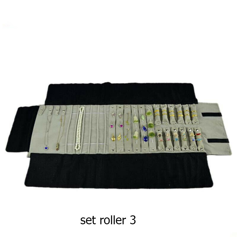 Schmuck Roll-Up Tasche Organizer Weiche Samt Reisetaschen Halskette Ohrringe Ring Armband Träger Lagerung Fall Armreif Uhr Halter: set roller 3