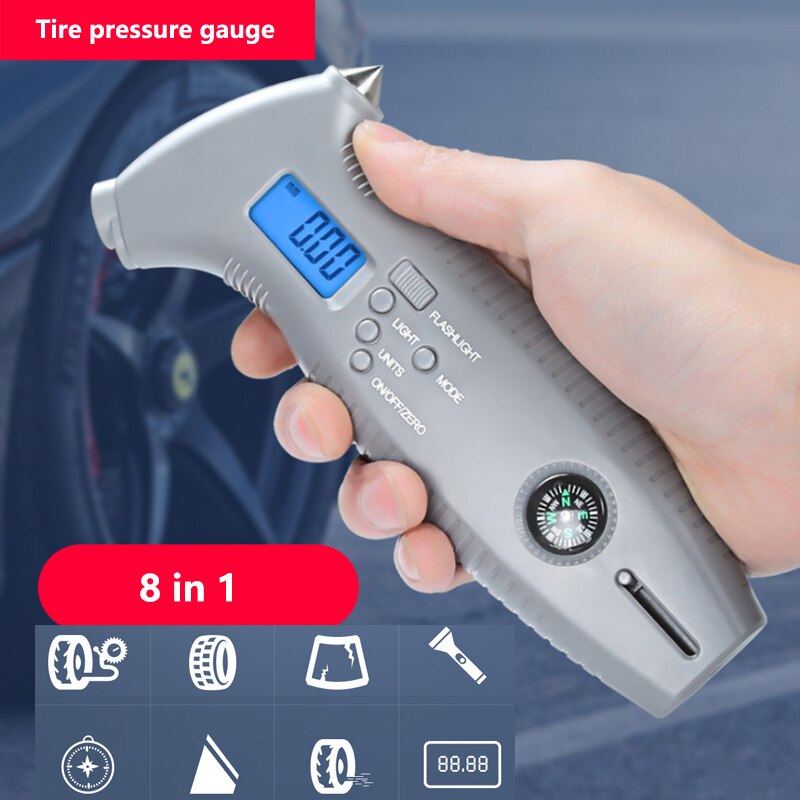 Digital Micrometer for Auto Measuring Tools Multifunction Digital Tire Pressure Gauge LCD Backlight Electronic Manometer Tyre