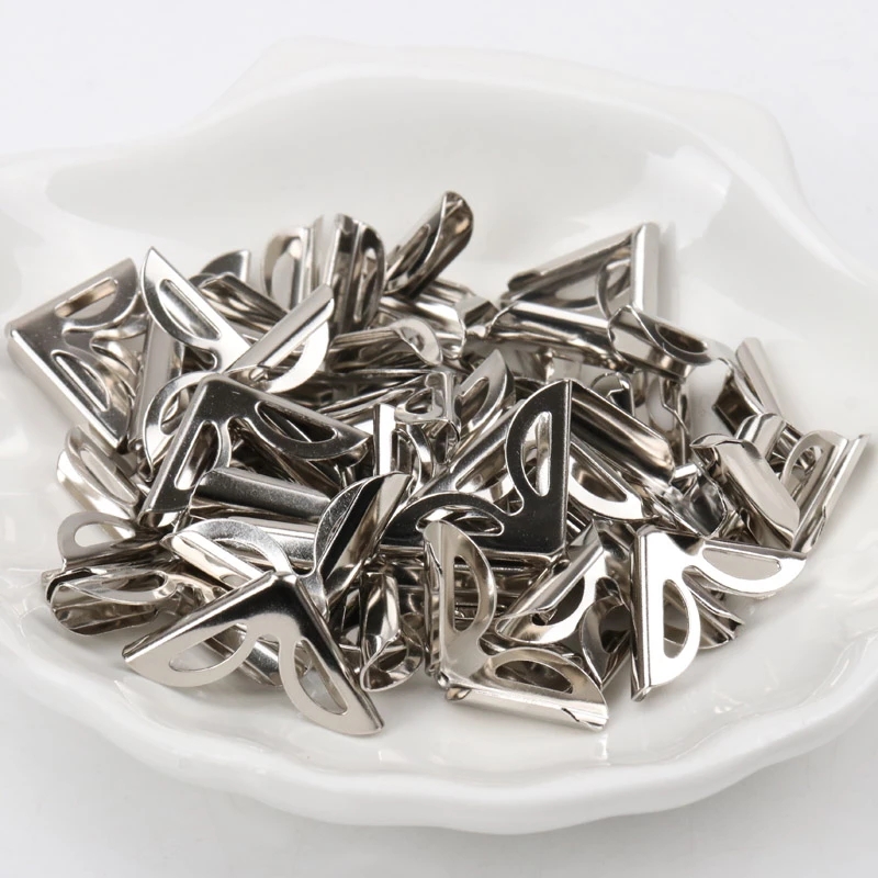 Coins métalliques pour livres, Albums photos, Menus, protège-coins, artisanat en métal, ornement, bricolage, dimensions 17x17x3mm, 40 pièces: silver