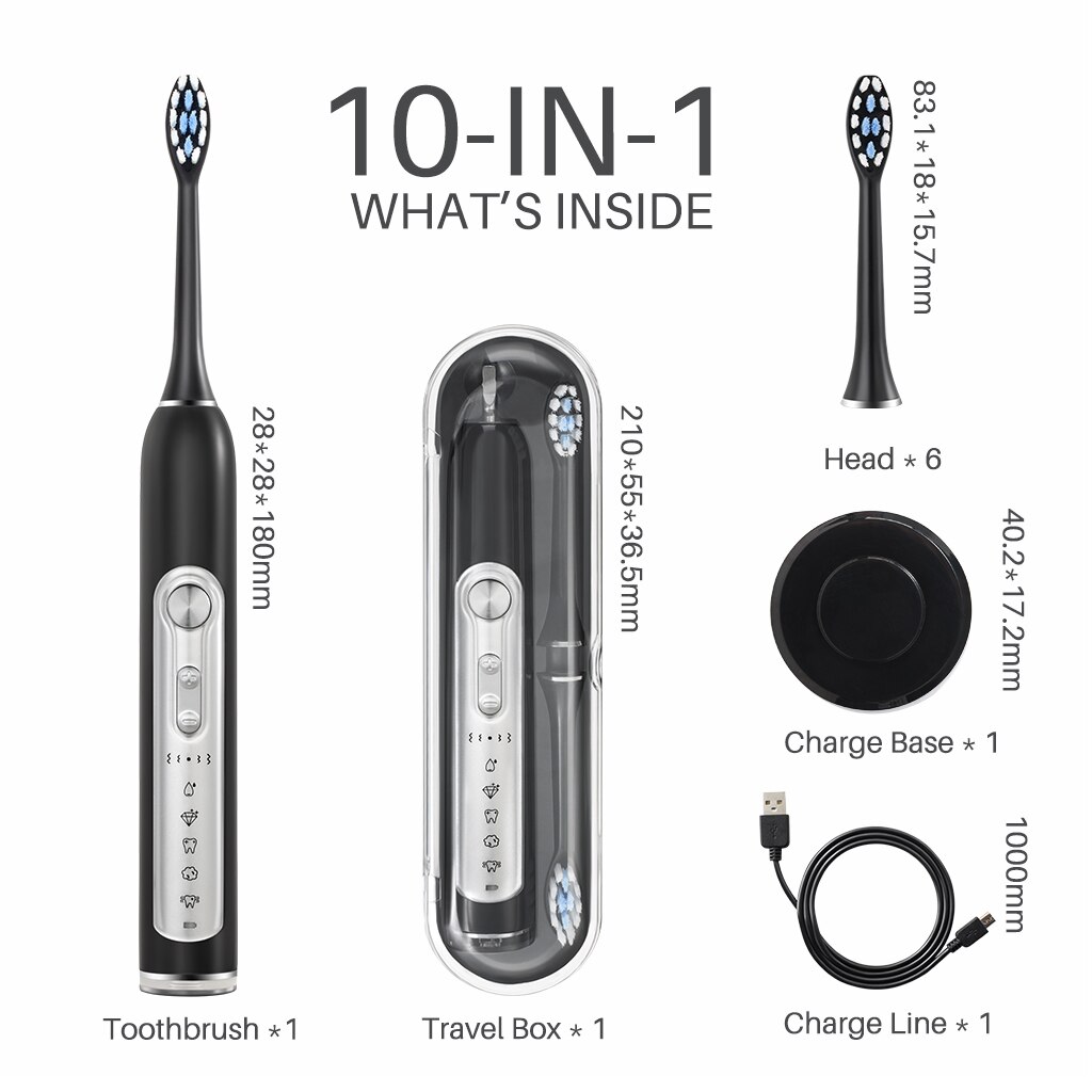 Premium Electric Toothbrush & Sonic Toothbrushes, MUTTUS, 5 Modes 15 Brushing Experience, 6 Brushheads, Travel Case Enable