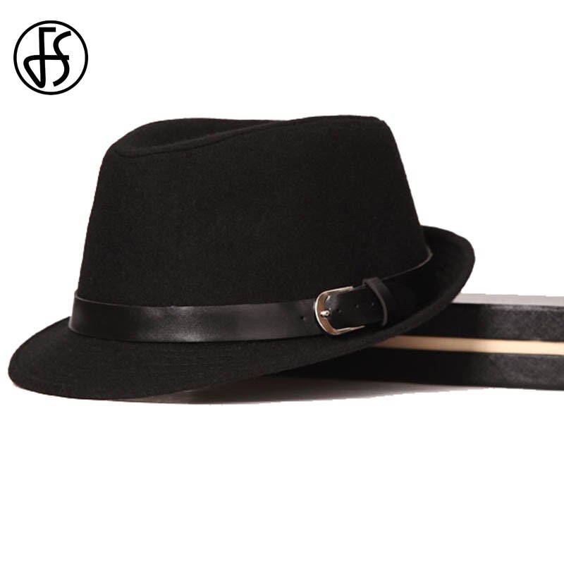 Fs klassinen syksy talvi miesten villahattu jazz fedora vyöllä naisten leveälierinen trilby musta harmaa ruskea huopasilinteri hatut herrasmies