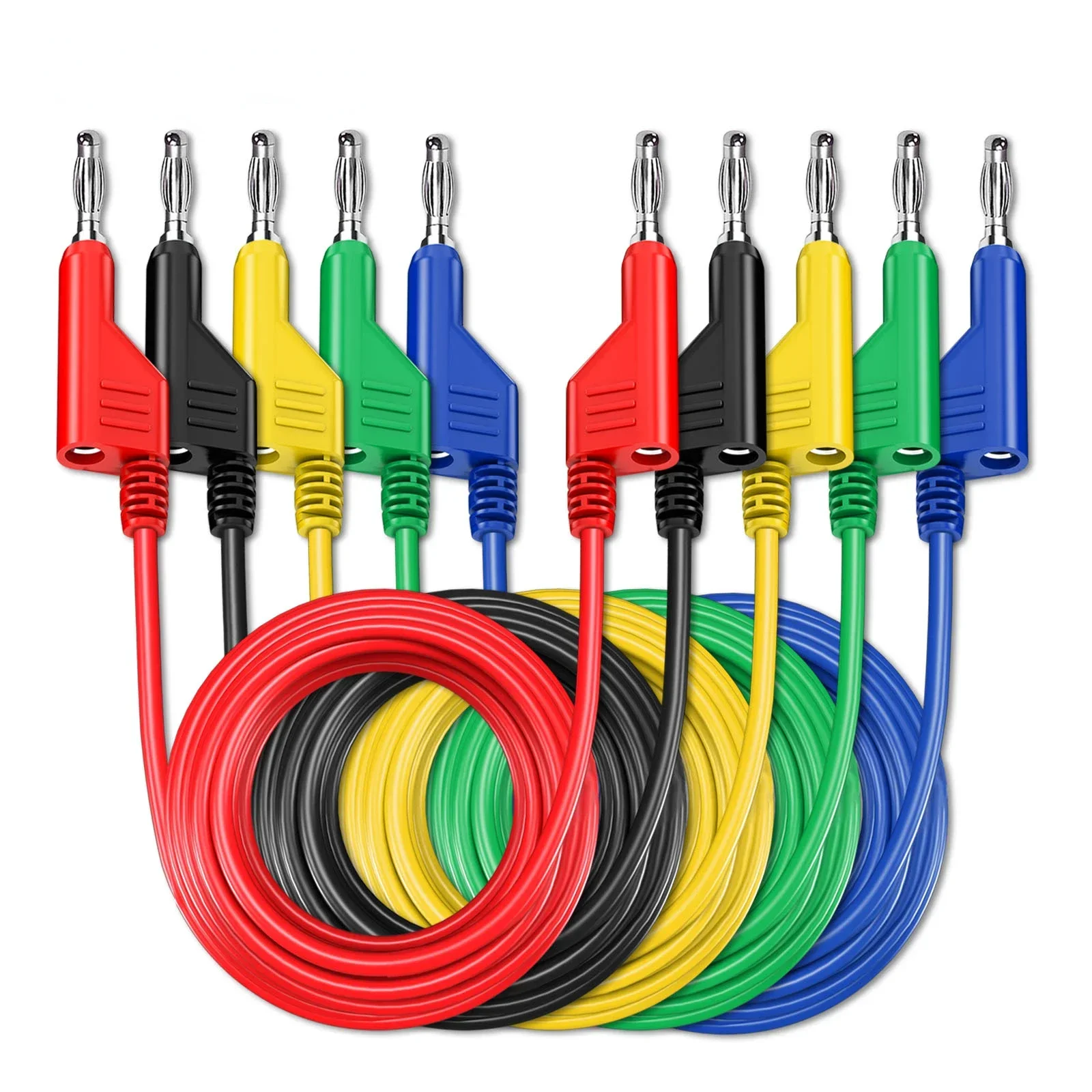 Doppelte stapelbare Bananenstecker-Multimeter-Messleitungen, 1 m Kabel, 1000 V, 15 A, 4 mm, P1036, 2 Stück, 5 Stück: Gold