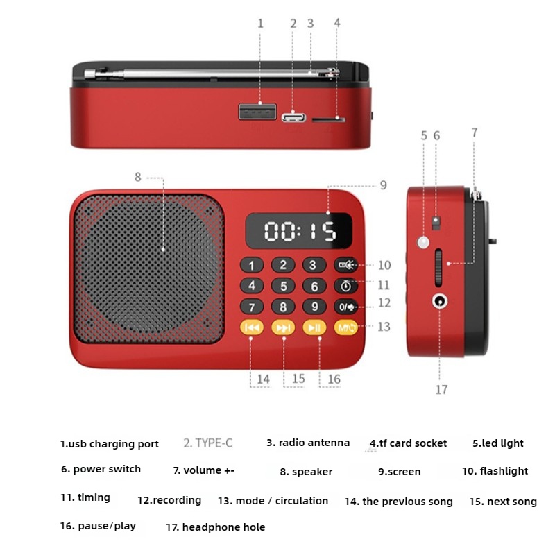 Radio Radio Fm Przenośne małe awaryjne akumulatory Ham Bluetooth Sound Box Kuchenne Am Mini Vintage Ham Głośnik Odtwarzacz Mp3