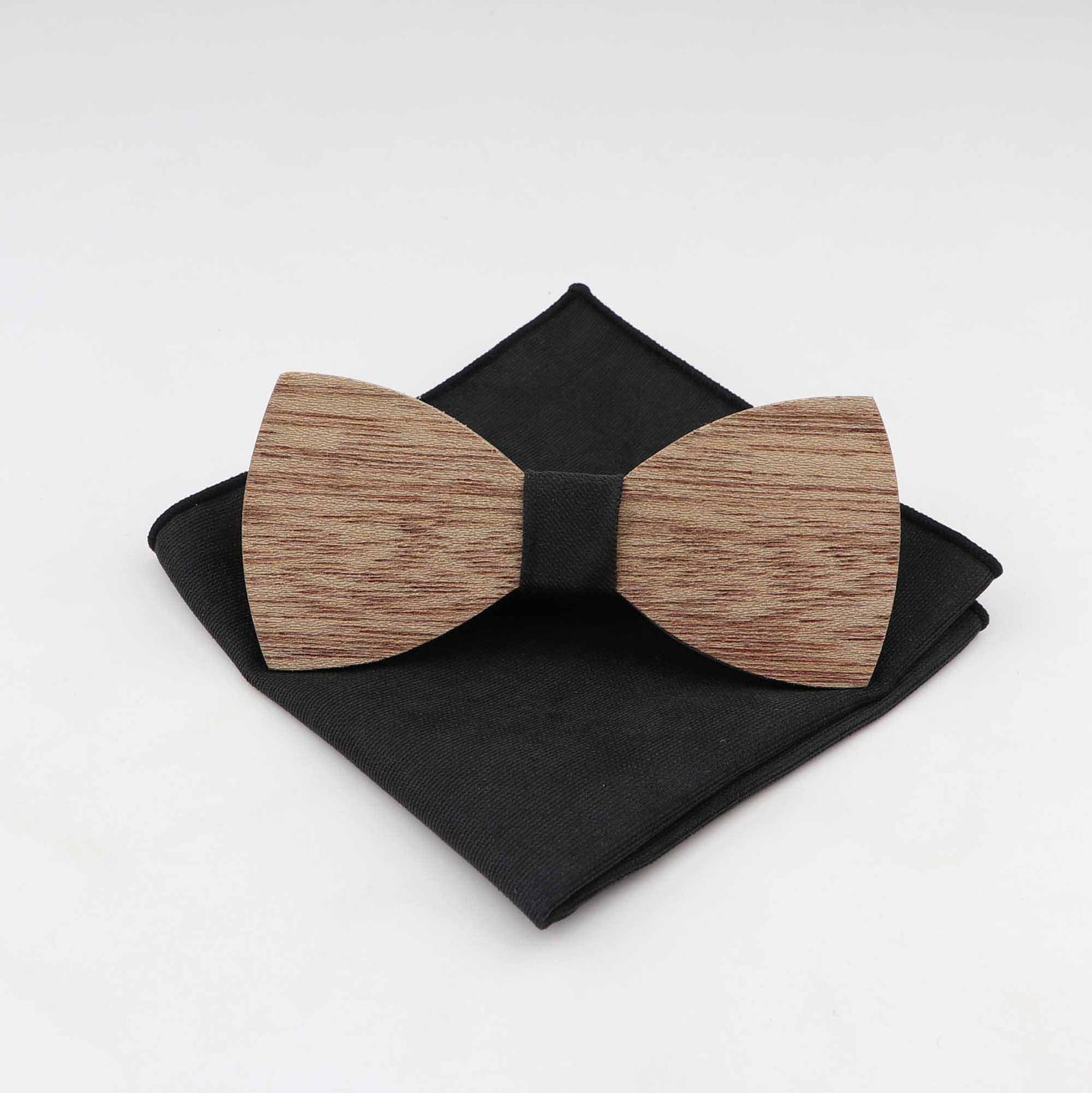 Handgemachte 100% Holz Bogen Krawatten Tasche Platz Set Für Männer Hochzeit Feste Farbe Ganze Holz Butter: 12