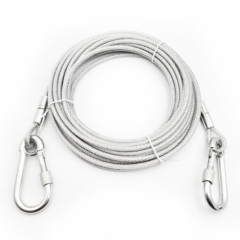 Câble d&#39;attache en fil d&#39;acier, laisse réfléchissante pour chien, robuste, supporte jusqu&#39;à 125kg pour l&#39;entraînement des grands chiots: L - 15.2m (50ft)