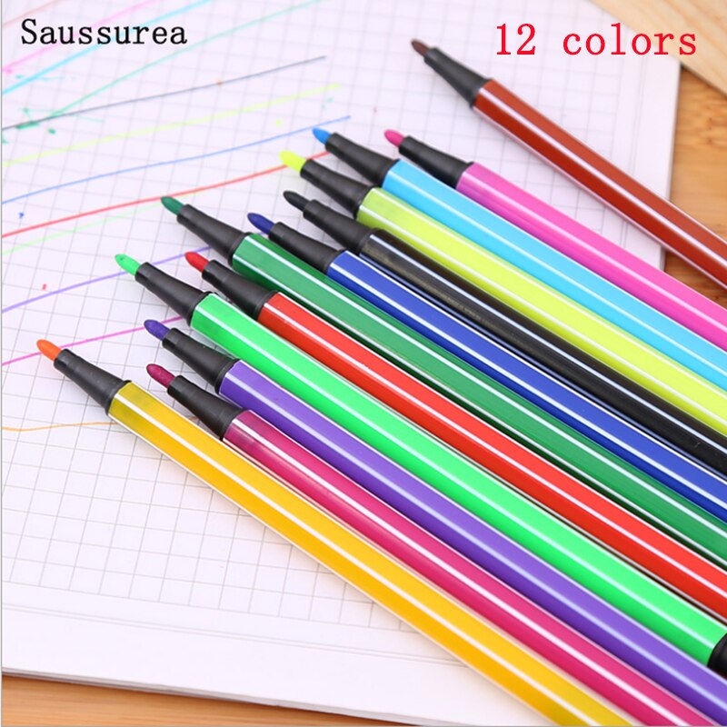 Akvarel blyanter børn maling 12/24/36 farver giftfri vaskbar pen tegn kunst markører kontor skole forsyninger papirvarer: 12 farver