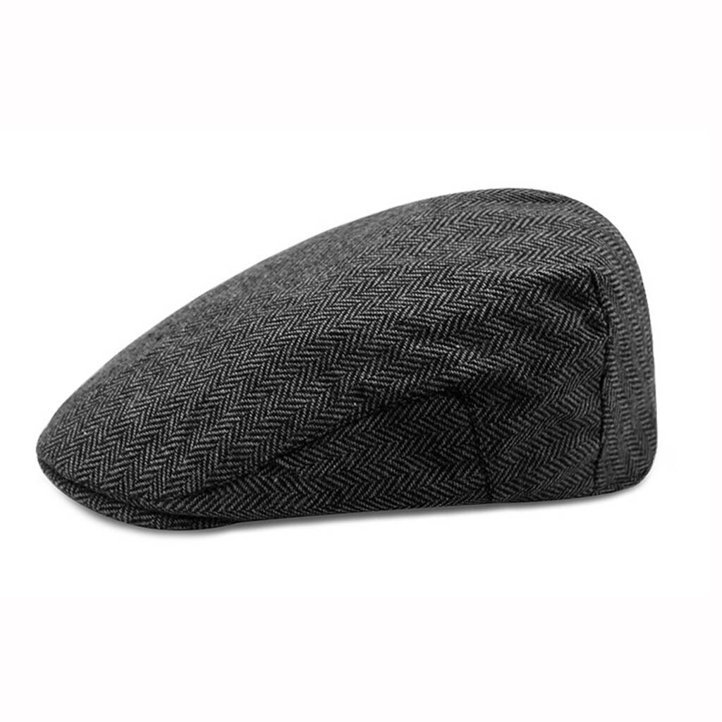 Men's Miter Beret Full-Closure Cap Plain Cotton Sunshade Hat Retro Forward Cap Classic Cap