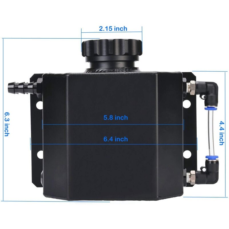 1L Black Aluminum Alloy Radiator Coolant Overflow Expansion Tank Recovery Water Tank Reservoir Universal