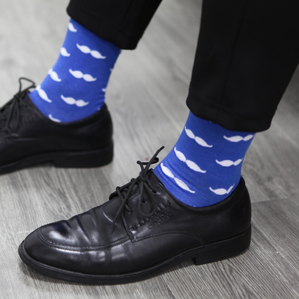 Chaussettes moustache en coton peigné pour hommes 9 styles taille américaine (7.5-12)