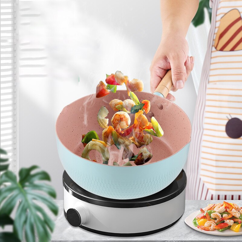 Olla de cocina de piedra Maifan antiadherente, utensilios de cocina universales para cocinar fideos, leche , ollas para sopa, sartén para nieve de estilo japonés