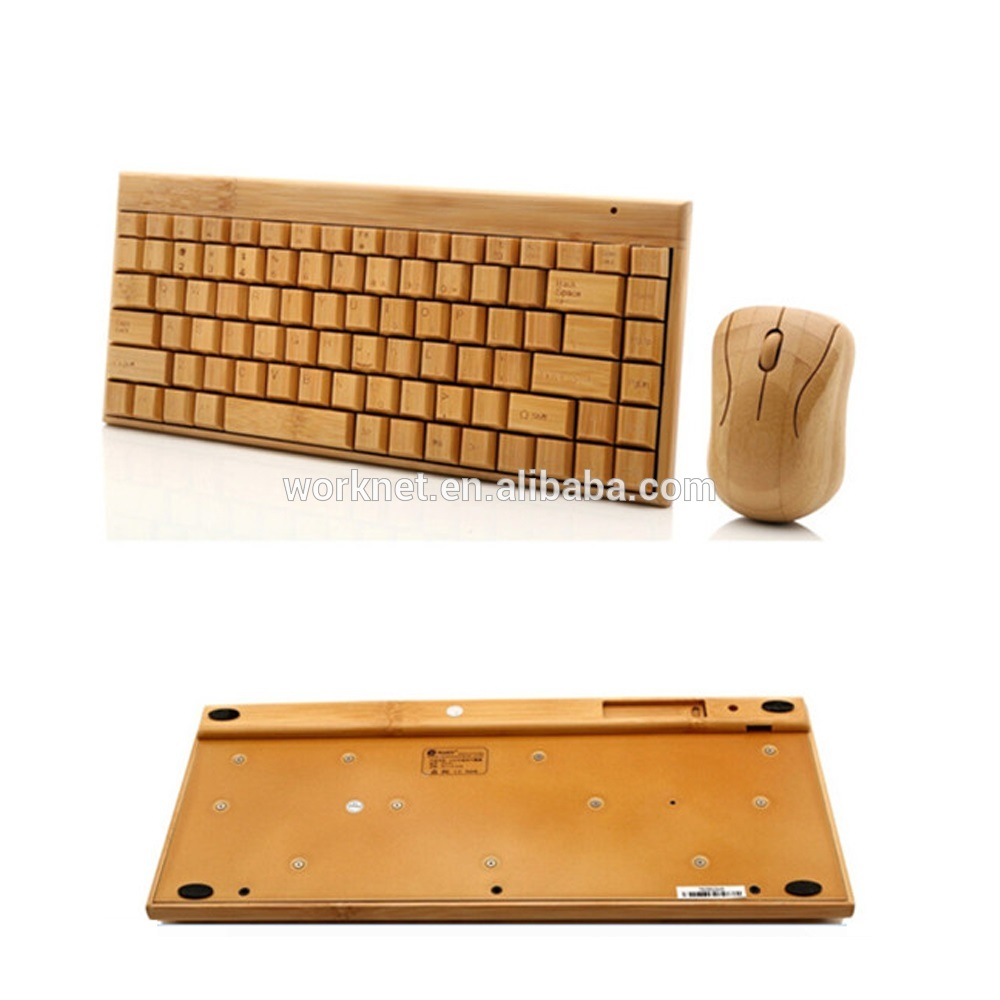 101 style small size bamboo wood wireless keyboard and mouse set for promotional