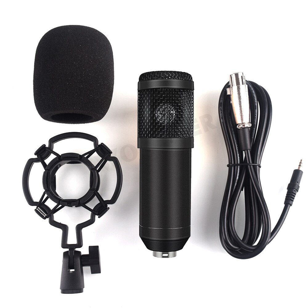 Condenser Microphone BM 800 Set for PC Computer with Tripod and Shock Mount Microfone BM800 Kit Studio Mic: Black No Tripod