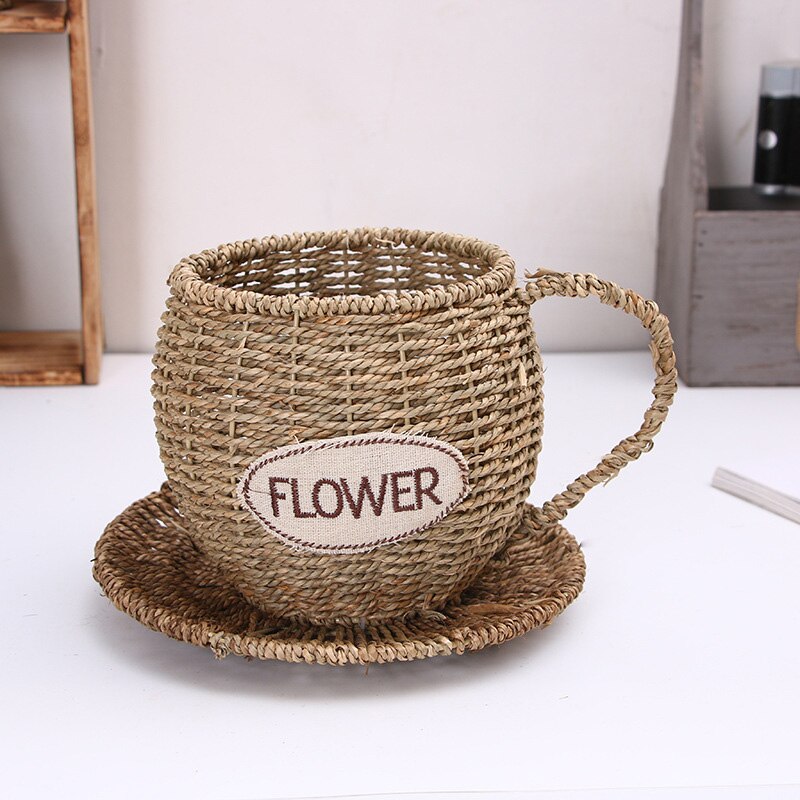 Rattan Weaving Flower Basket Woven for Home Garden Wedding Decoration K888: cup