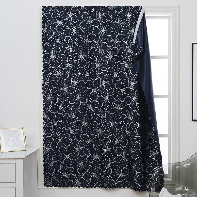Slagfrit velcro-mørklægningsgardin til stuen soveværelse vinduesgardiner beskyttende væg let installeret gardiner шторы: Marine blå