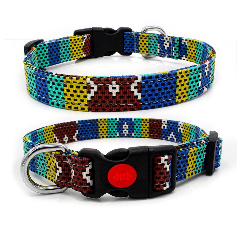 Halsband Voor Bulldog Pit Bull Verstelbare Nylon Gedrukt Halsband Met Veiligheid Gesp Kitten Kat Puppy Neck Strap Pet producten: A / L