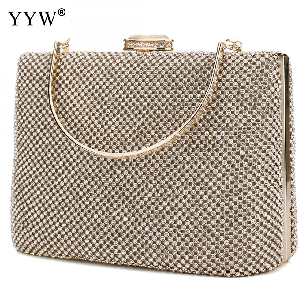 Bolsa feminina de embreagem oco com strass de vidro ouro bolsa de ombro bolsas de luxo bolsas femininas designer bolsa feminina