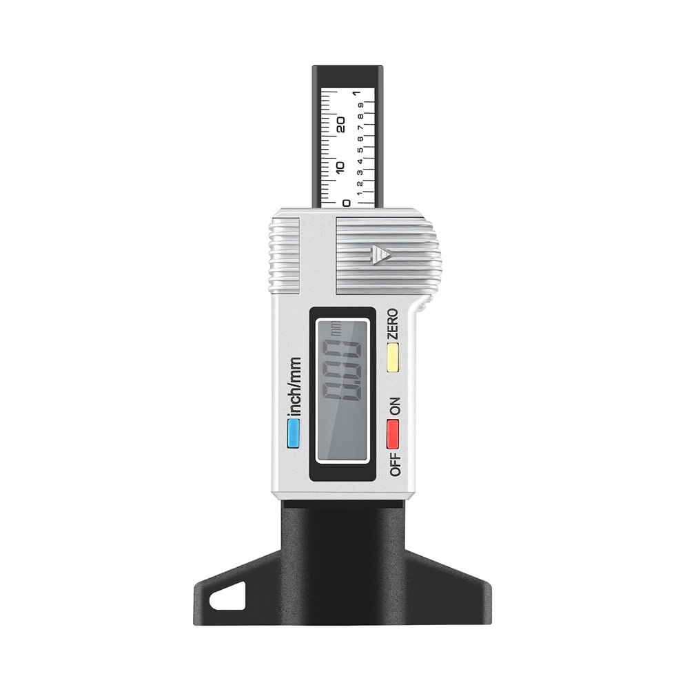 Digital Car Tire Tread Depth Tester 0-25mm Tyre Tread Depth Gauge Meter Measurer Tool Caliper LCD Display Tire Measurement: White