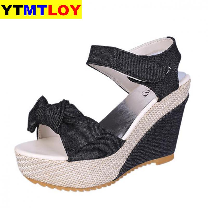 Vrouwen Schoenen Platform Sandalen Peep Toe Wiggen Enkel Gespen Sandalia Espadrilles Vrouwelijke Casual Leisure Enkelband Hoge Hakken