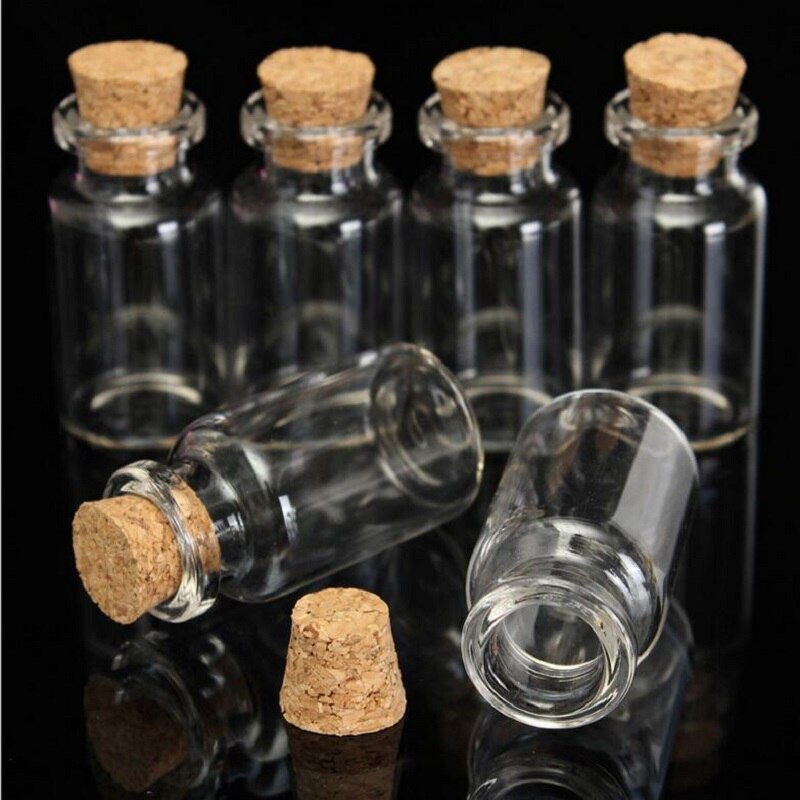 5 piezas 5ml 10ml 15ml 20ml frascos de vidrio tapón de corcho adornos contenedor Mini deseo botellas vacaciones boda hogar Decoración tarros