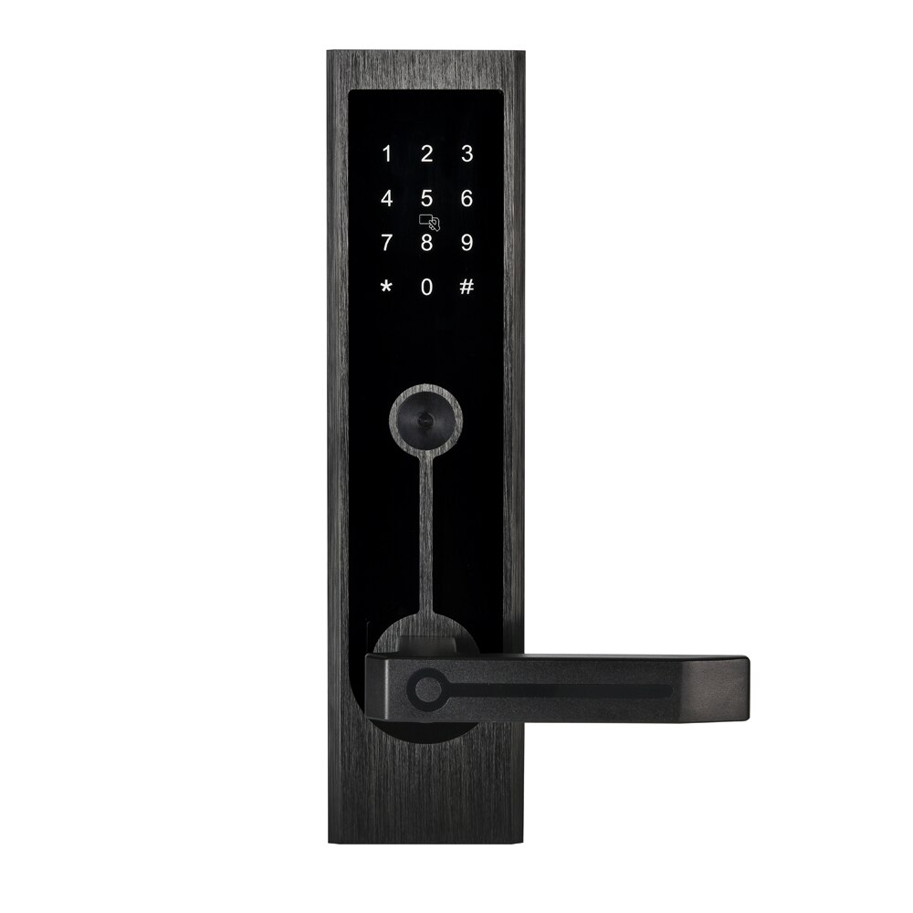 Smart lock for hotel apartment door with passwords IC card key unlock way: BLACK